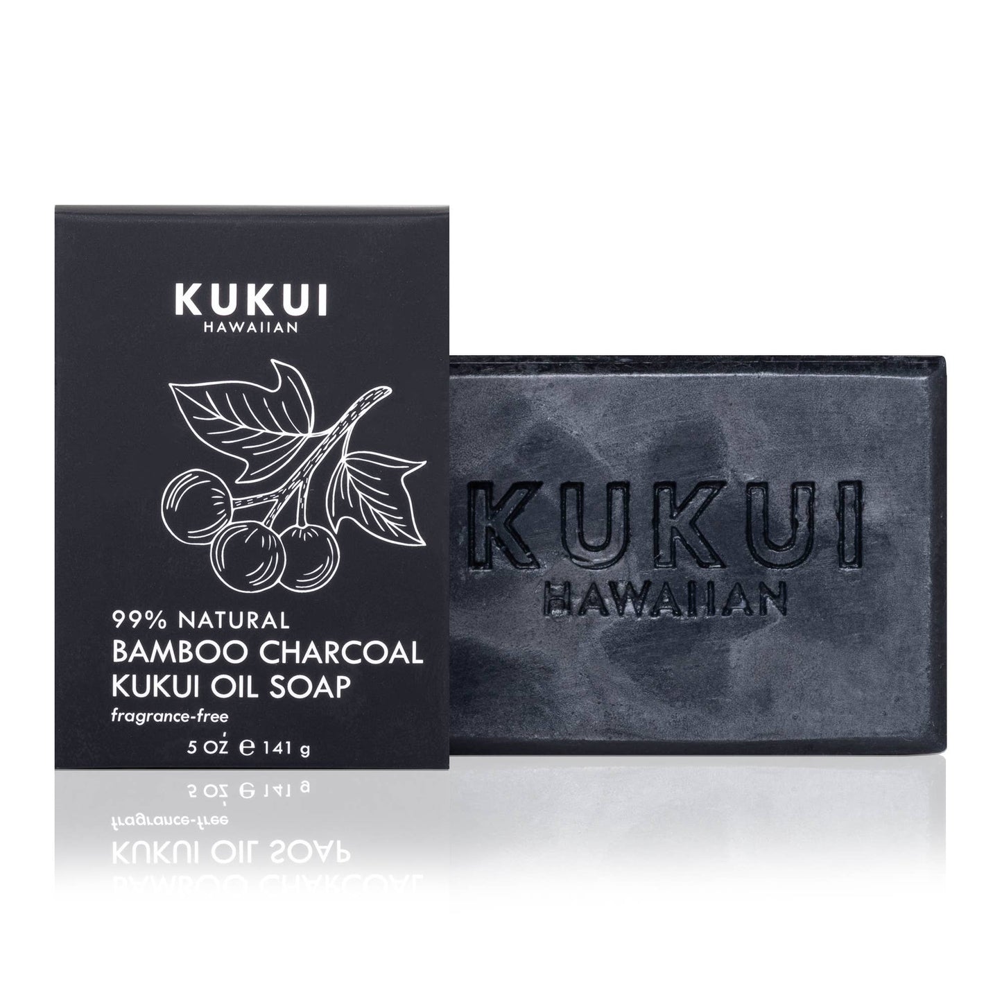 Bamboo Charcoal Kukui Oil Soap, Fragrance-Free, 99% Natural